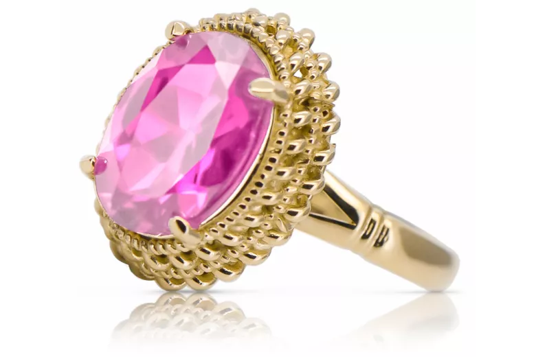 Vintage style Ring Amethyst 14K Yellow gold vrc068y